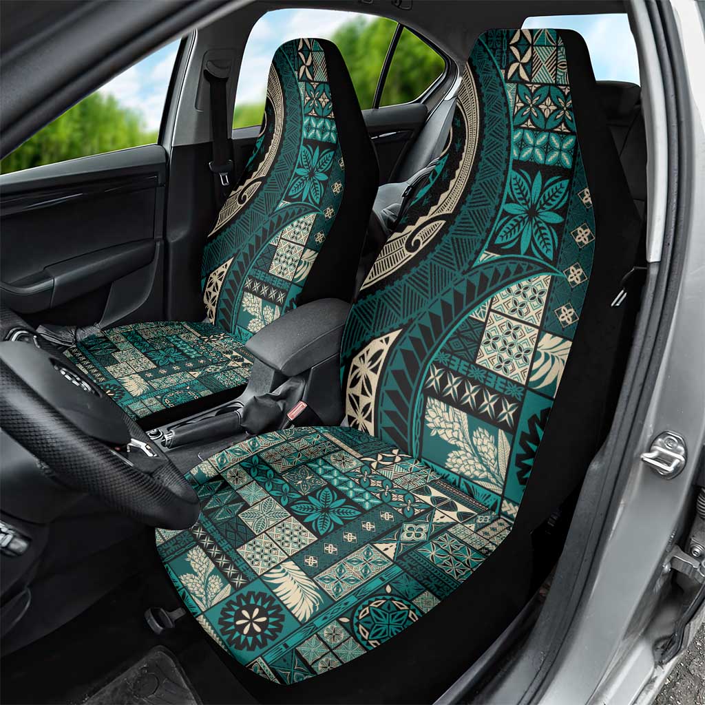 Vintage Samoa Siapo Mamanu Car Seat Cover Teal Samoan Tapa Motif - Polynesian Pride