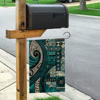 Vintage Samoa Siapo Mamanu Garden Flag Teal Samoan Tapa Motif - Polynesian Pride