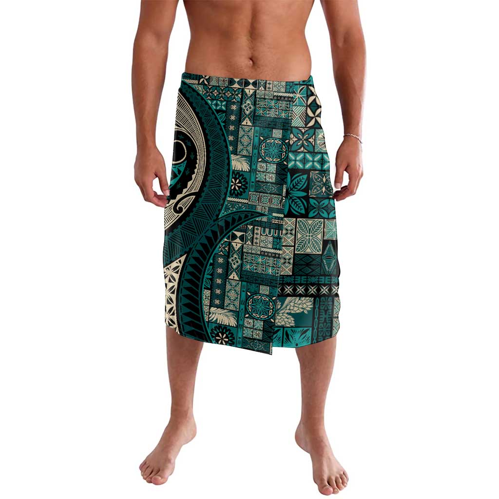 Vintage Samoa Siapo Mamanu Lavalava Teal Samoan Tapa Motif - Polynesian Pride