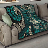 Vintage Samoa Siapo Mamanu Quilt Teal Samoan Tapa Motif - Polynesian Pride