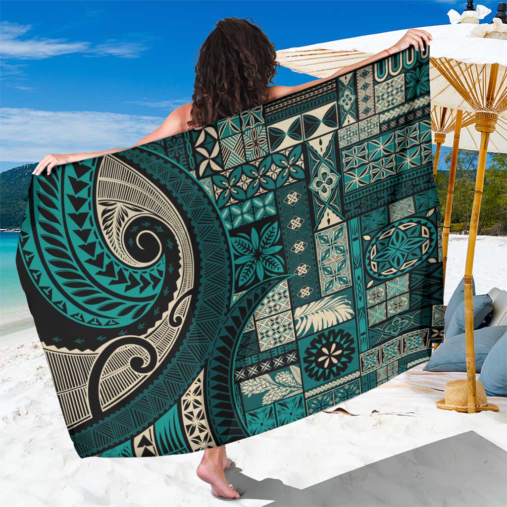 Vintage Samoa Siapo Mamanu Sarong Teal Samoan Tapa Motif - Polynesian Pride
