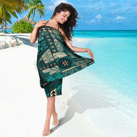Vintage Samoa Siapo Mamanu Sarong Teal Samoan Tapa Motif - Polynesian Pride