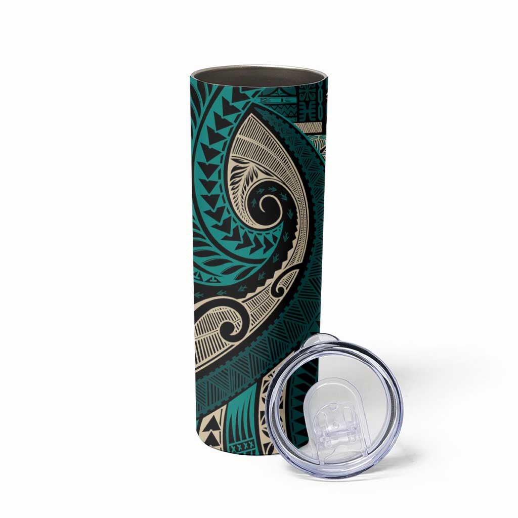 Vintage Samoa Siapo Mamanu Skinny Tumbler Teal Samoan Tapa Motif - Polynesian Pride
