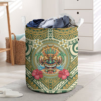 Hawaii Tiki Mask Laundry Basket Mele Kalikimaka i Iulai!