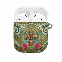 Hawaii Tiki Mask AirPods Case Mele Kalikimaka i Iulai! LT9 Green - Polynesian Pride