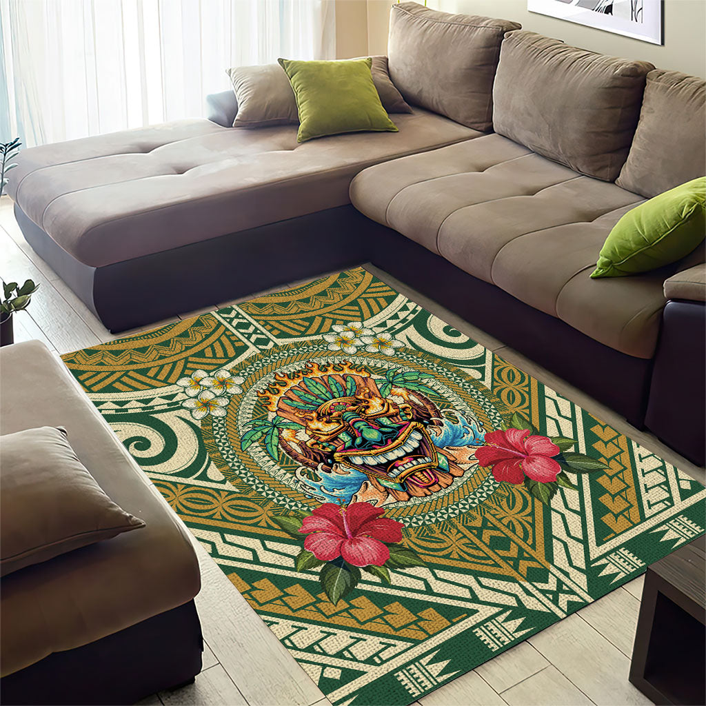 Hawaii Tiki Mask Area Rug Mele Kalikimaka i Iulai!