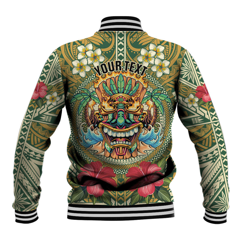 Hawaii Tiki Mask Personalized Baseball Jacket Mele Kalikimaka i Iulai! LT9 - Polynesian Pride