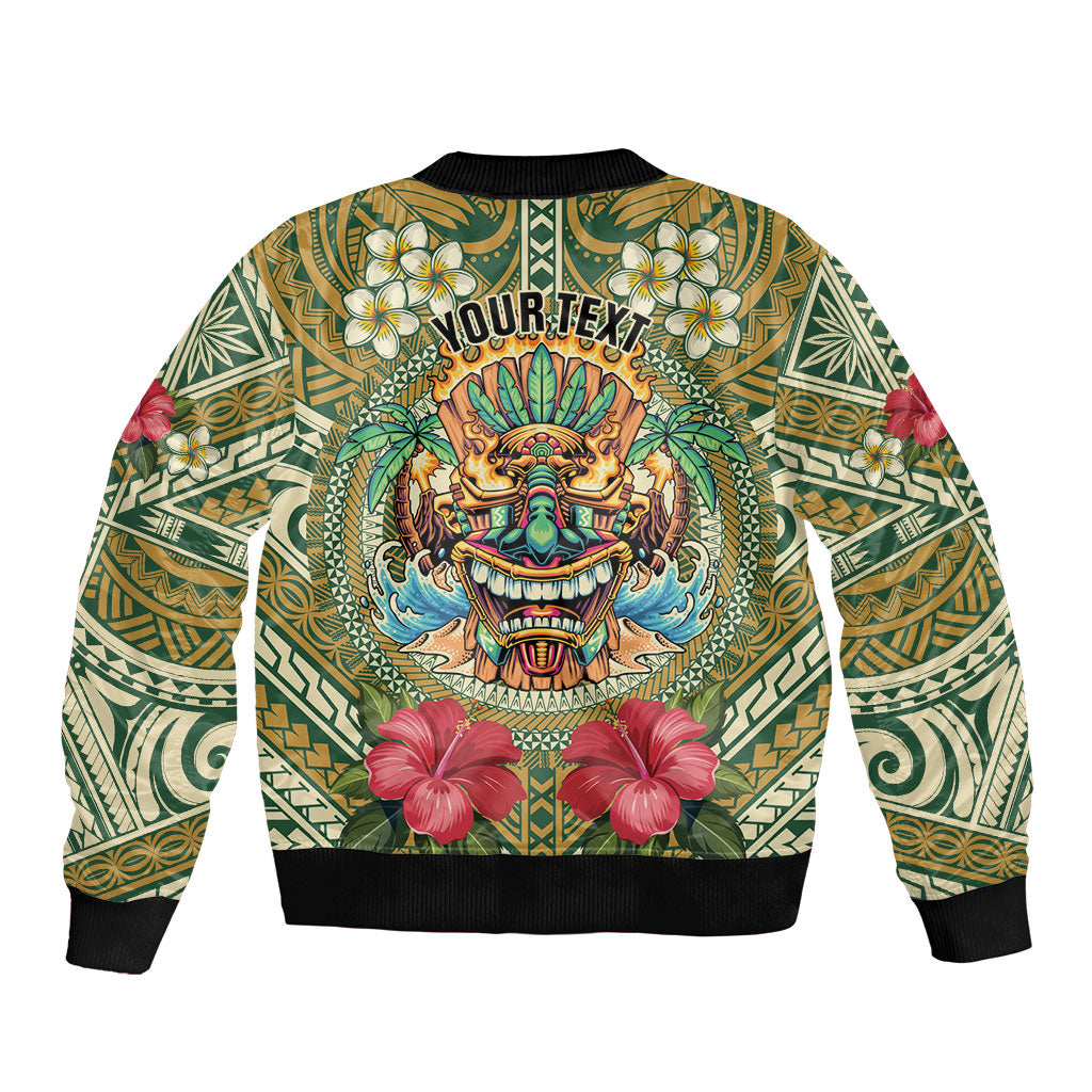 Hawaii Tiki Mask Personalized Bomber Jacket Mele Kalikimaka i Iulai! LT9 - Polynesian Pride