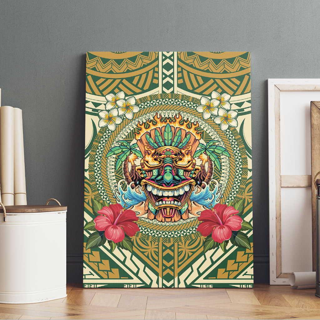 Hawaii Tiki Mask Canvas Wall Art Mele Kalikimaka i Iulai!