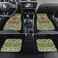 Hawaii Tiki Mask Personalized Car Mats Mele Kalikimaka i Iulai! LT9 Set 4pcs Green - Polynesian Pride
