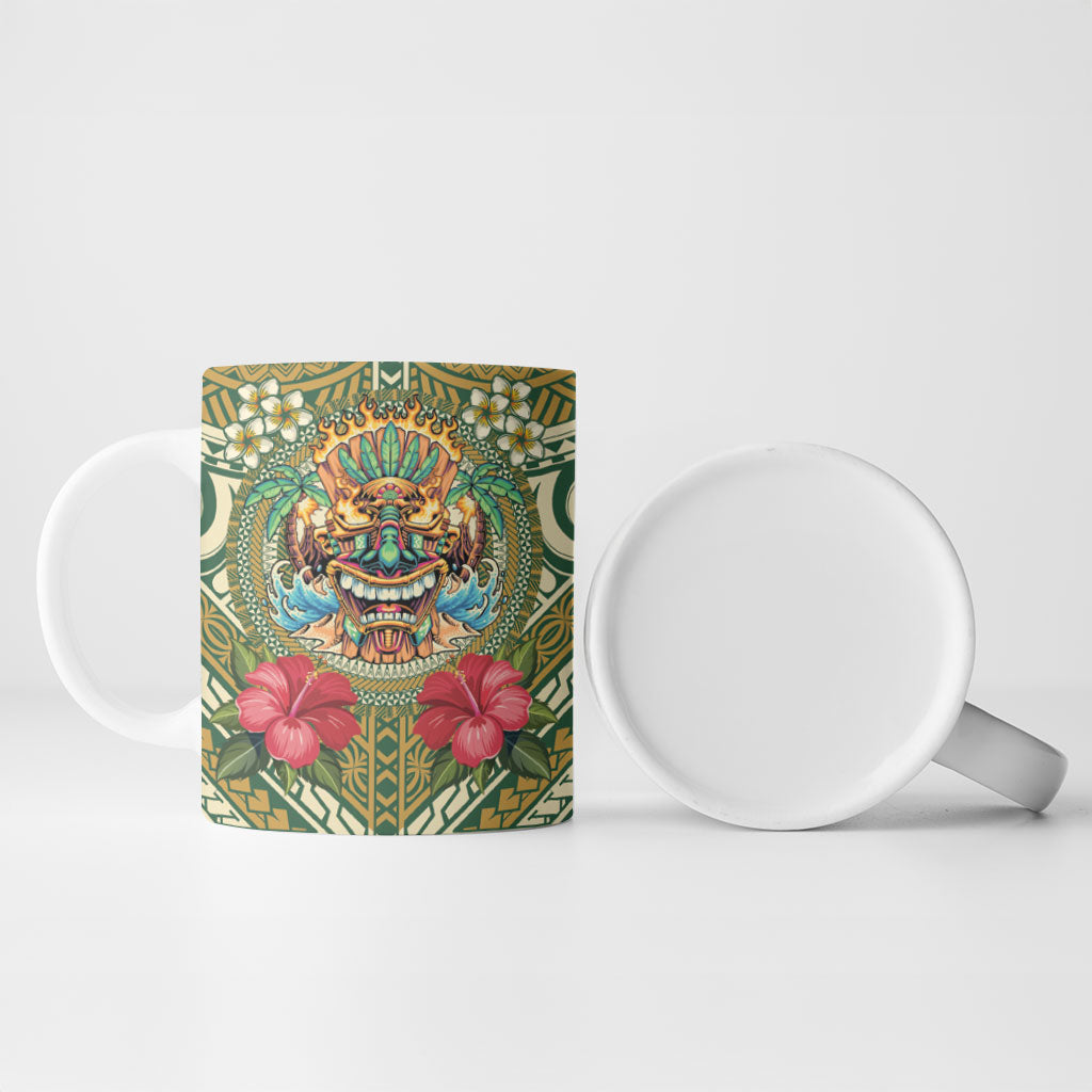 Hawaii Tiki Mask Personalized Ceramic Mug Mele Kalikimaka i Iulai! LT9 - Polynesian Pride