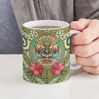 Hawaii Tiki Mask Personalized Ceramic Mug Mele Kalikimaka i Iulai! LT9 - Polynesian Pride
