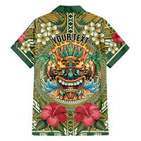 Hawaii Tiki Mask Personalized Family Matching Mermaid Dress and Hawaiian Shirt Mele Kalikimaka i Iulai!