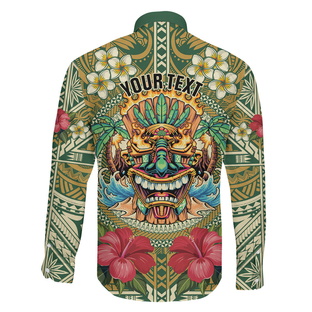 Hawaii Tiki Mask Personalized Family Matching Off Shoulder Short Dress and Hawaiian Shirt Mele Kalikimaka i Iulai!