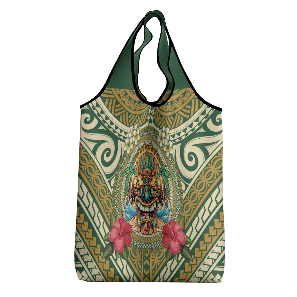 Hawaii Tiki Mask Grocery Bag Mele Kalikimaka i Iulai! LT9 - Polynesian Pride