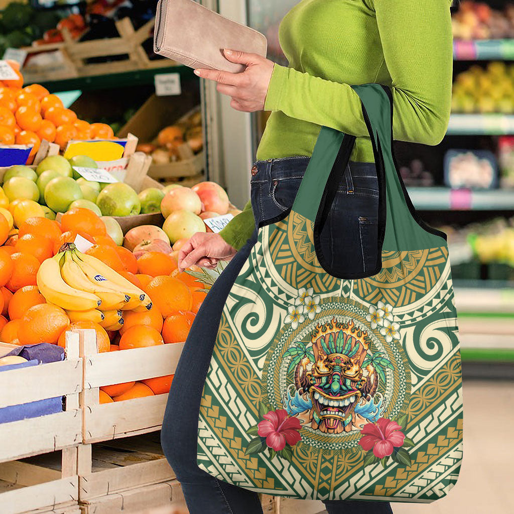Hawaii Tiki Mask Grocery Bag Mele Kalikimaka i Iulai! LT9 - Polynesian Pride