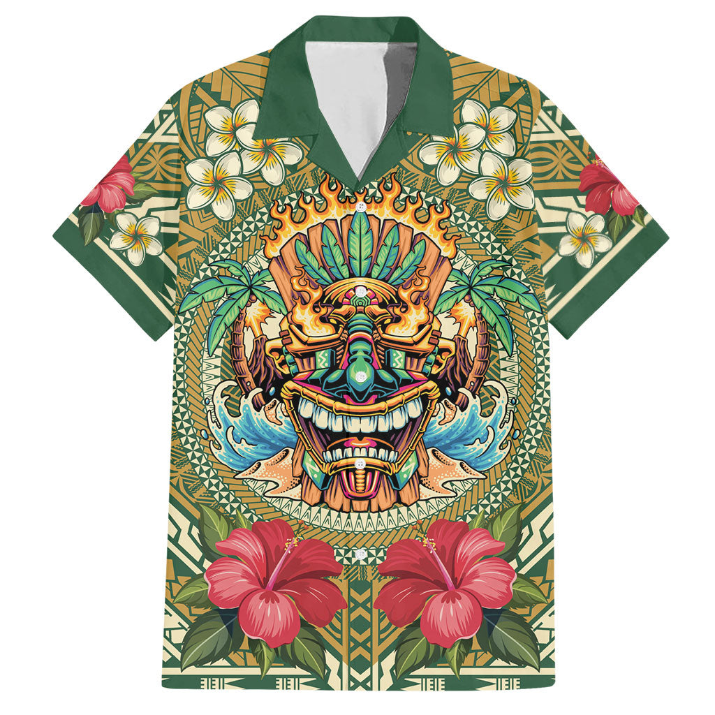 Hawaii Tiki Mask Personalized Hawaiian Shirt Mele Kalikimaka i Iulai!