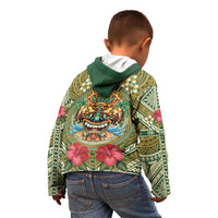 Hawaii Tiki Mask Personalized Kid Hoodie Mele Kalikimaka i Iulai!