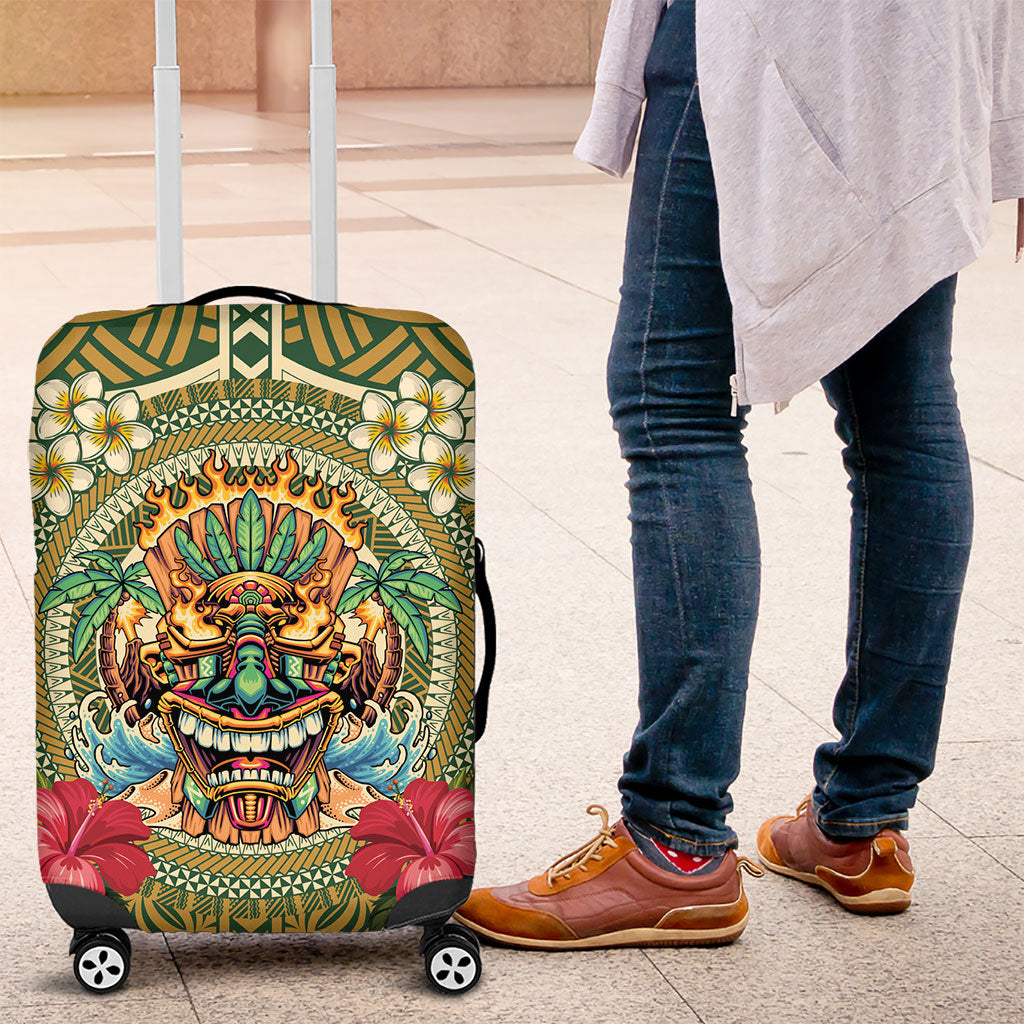 Hawaii Tiki Mask Luggage Cover Mele Kalikimaka i Iulai!