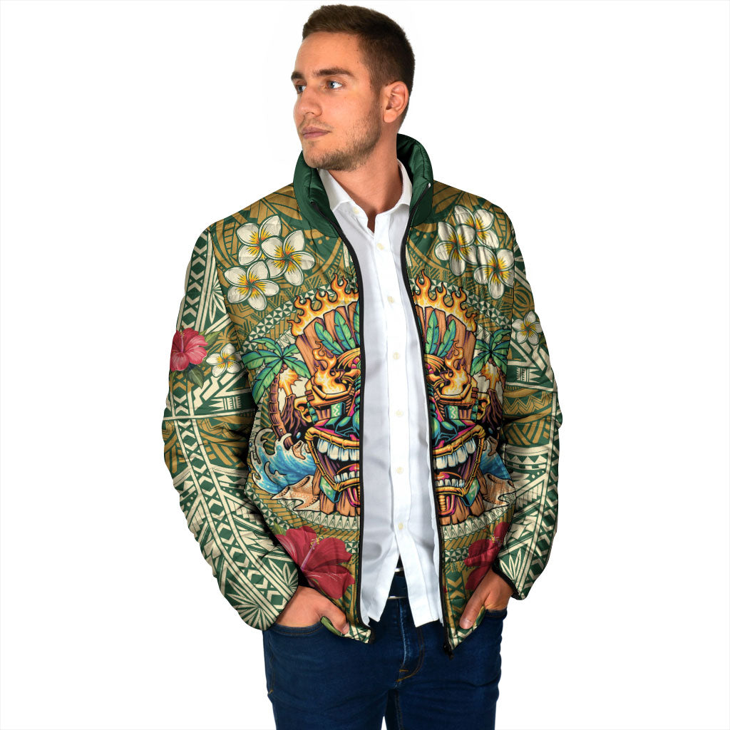 Hawaii Tiki Mask Personalized Padded Jacket Mele Kalikimaka i Iulai!