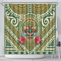 Hawaii Tiki Mask Shower Curtain Mele Kalikimaka i Iulai!