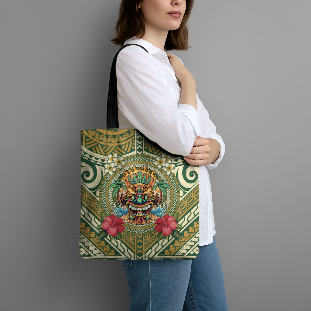 Hawaii Tiki Mask Tote Bag Mele Kalikimaka i Iulai!
