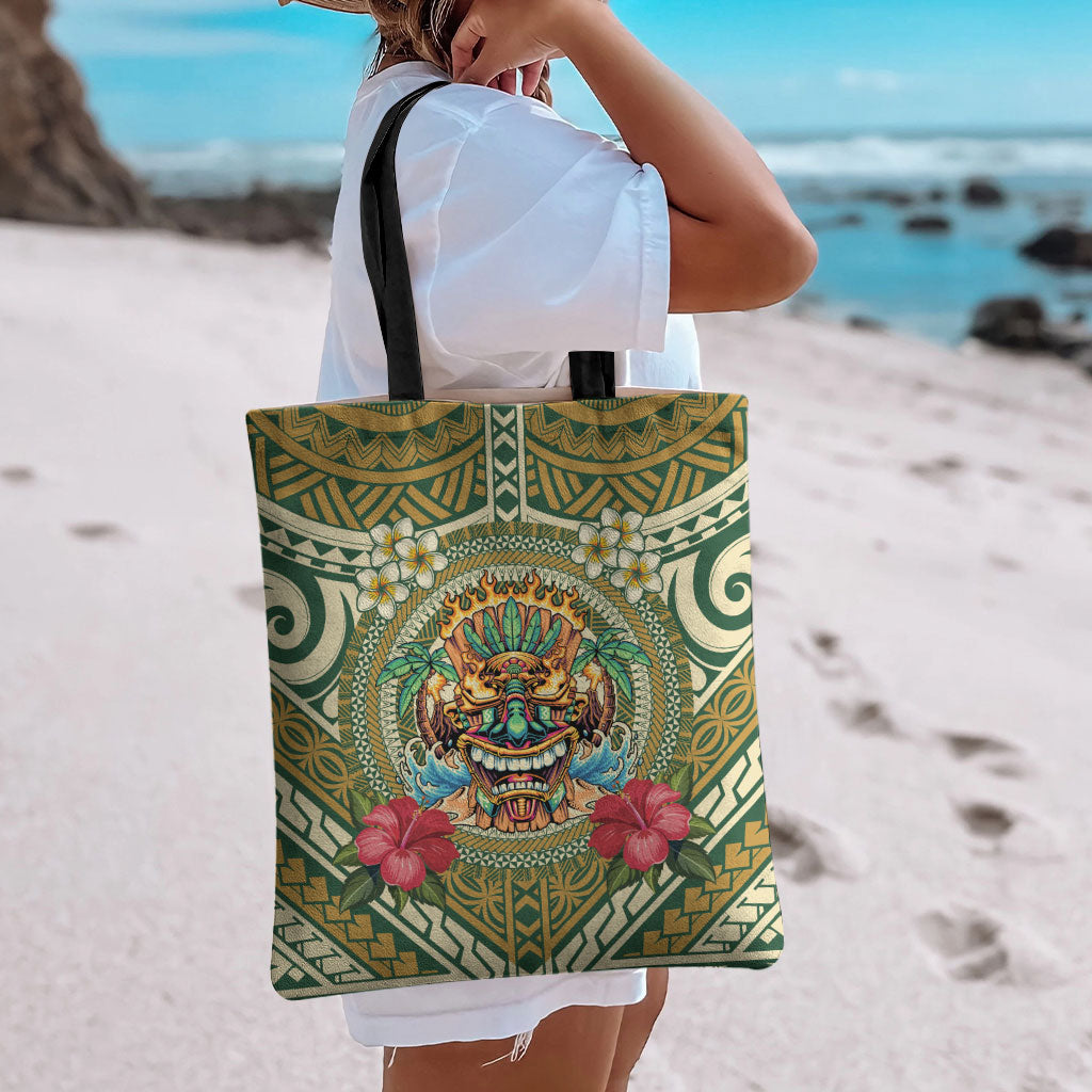 Hawaii Tiki Mask Tote Bag Mele Kalikimaka i Iulai!