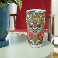 Hawaii Tiki Mask Personalized Tumbler Cup Mele Kalikimaka i Iulai! LT9 - Polynesian Pride