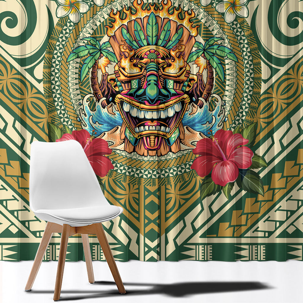 Hawaii Tiki Mask Window Curtain Mele Kalikimaka i Iulai! LT9 - Polynesian Pride