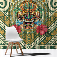 Hawaii Tiki Mask Window Curtain Mele Kalikimaka i Iulai! LT9 - Polynesian Pride