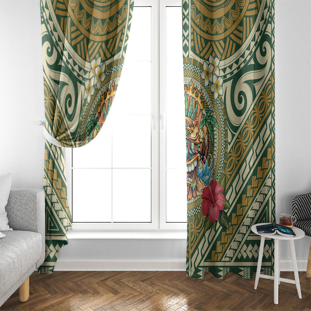 Hawaii Tiki Mask Window Curtain Mele Kalikimaka i Iulai! LT9 - Polynesian Pride