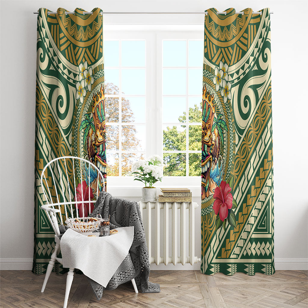 Hawaii Tiki Mask Window Curtain Mele Kalikimaka i Iulai! LT9 - Polynesian Pride