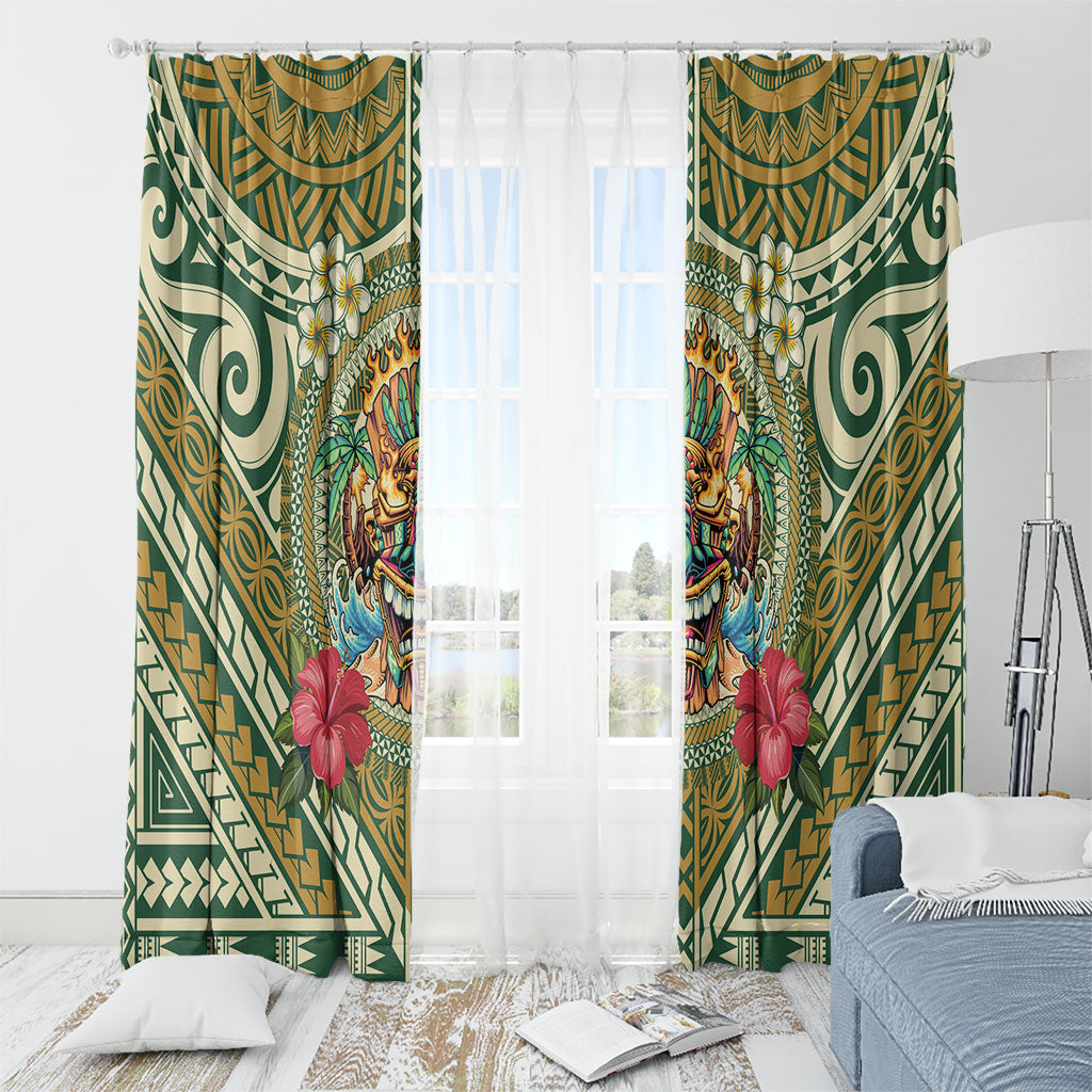 Hawaii Tiki Mask Window Curtain Mele Kalikimaka i Iulai! LT9 - Polynesian Pride