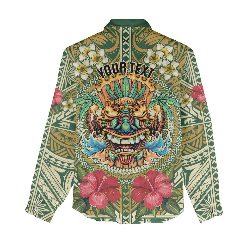 Hawaii Tiki Mask Personalized Women Casual Shirt Mele Kalikimaka i Iulai!