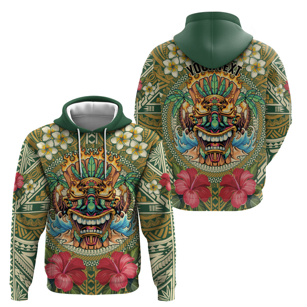 Hawaii Tiki Mask Personalized Zip Hoodie Mele Kalikimaka i Iulai!