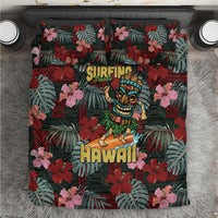 Hawaii Tiki Surfing Bedding Set Mele Kalikimaka i Iulai! LT9 Black - Polynesian Pride