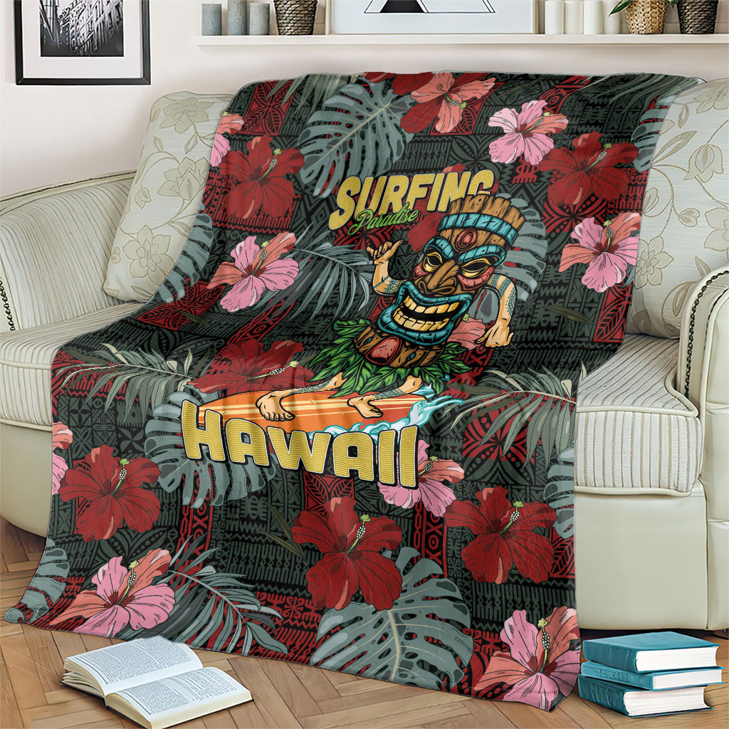 Hawaii Tiki Surfing Blanket Mele Kalikimaka i Iulai!