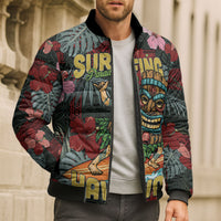 Hawaii Tiki Surfing Bomber Puffer Jacket Mele Kalikimaka i Iulai! LT9 - Polynesian Pride