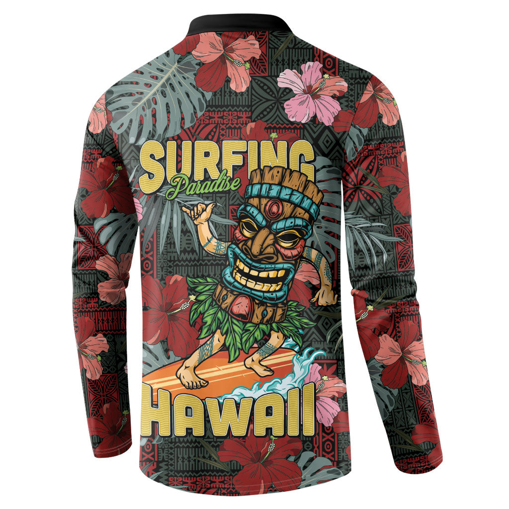 Hawaii Tiki Surfing Button Sweatshirt Mele Kalikimaka i Iulai! LT9 - Polynesian Pride