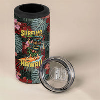 Hawaii Tiki Surfing 4 in 1 Can Cooler Tumbler Mele Kalikimaka i Iulai!