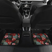 Hawaii Tiki Surfing Car Mats Mele Kalikimaka i Iulai! LT9 Set 2pcs - Back Black - Polynesian Pride