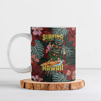 Hawaii Tiki Surfing Ceramic Mug Mele Kalikimaka i Iulai!