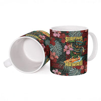 Hawaii Tiki Surfing Ceramic Mug Mele Kalikimaka i Iulai!
