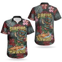 Hawaii Tiki Surfing Couples Matching Puletasi and Hawaiian Shirt Mele Kalikimaka i Iulai! LT9 - Polynesian Pride