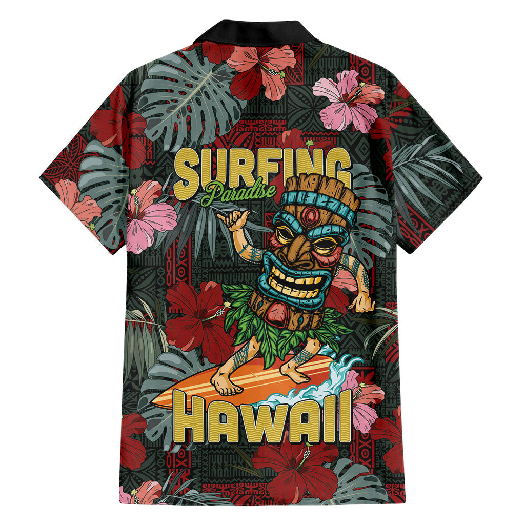 Hawaii Tiki Surfing Family Matching Puletasi and Hawaiian Shirt Mele Kalikimaka i Iulai!