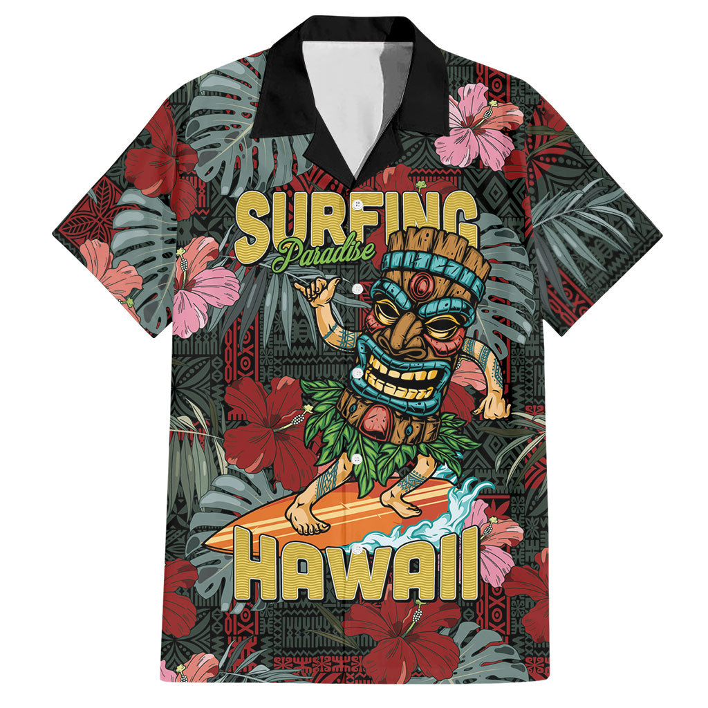 Hawaii Tiki Surfing Hawaiian Shirt Mele Kalikimaka i Iulai!
