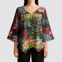 Hawaii Tiki Surfing Kimono Sleeve Blouse Mele Kalikimaka i Iulai!