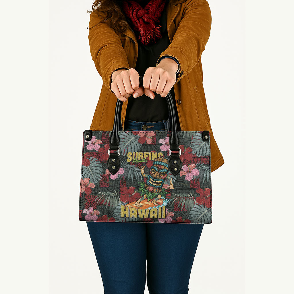 Hawaii Tiki Surfing Leather Bag Mele Kalikimaka i Iulai!