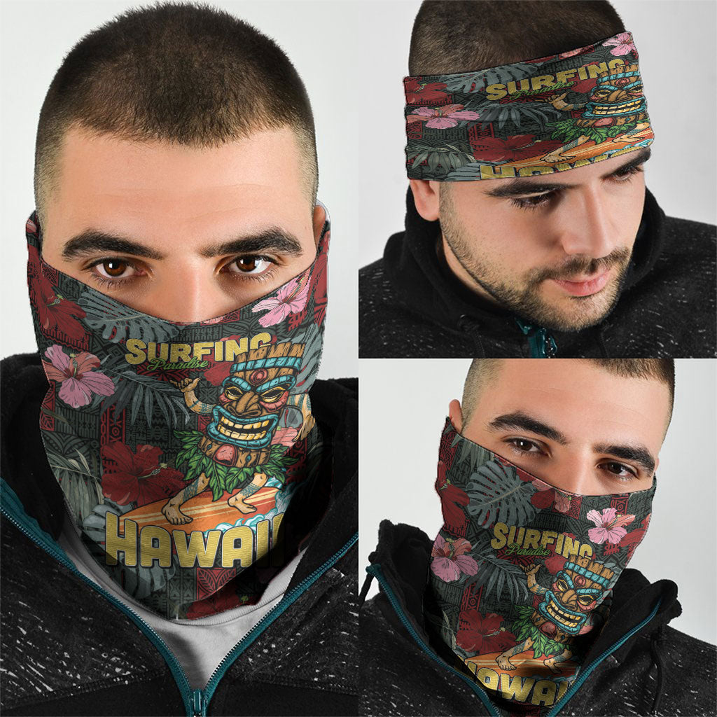 Hawaii Tiki Surfing Neck Gaiter Mele Kalikimaka i Iulai!