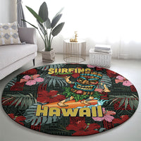 Hawaii Tiki Surfing Round Carpet Mele Kalikimaka i Iulai!